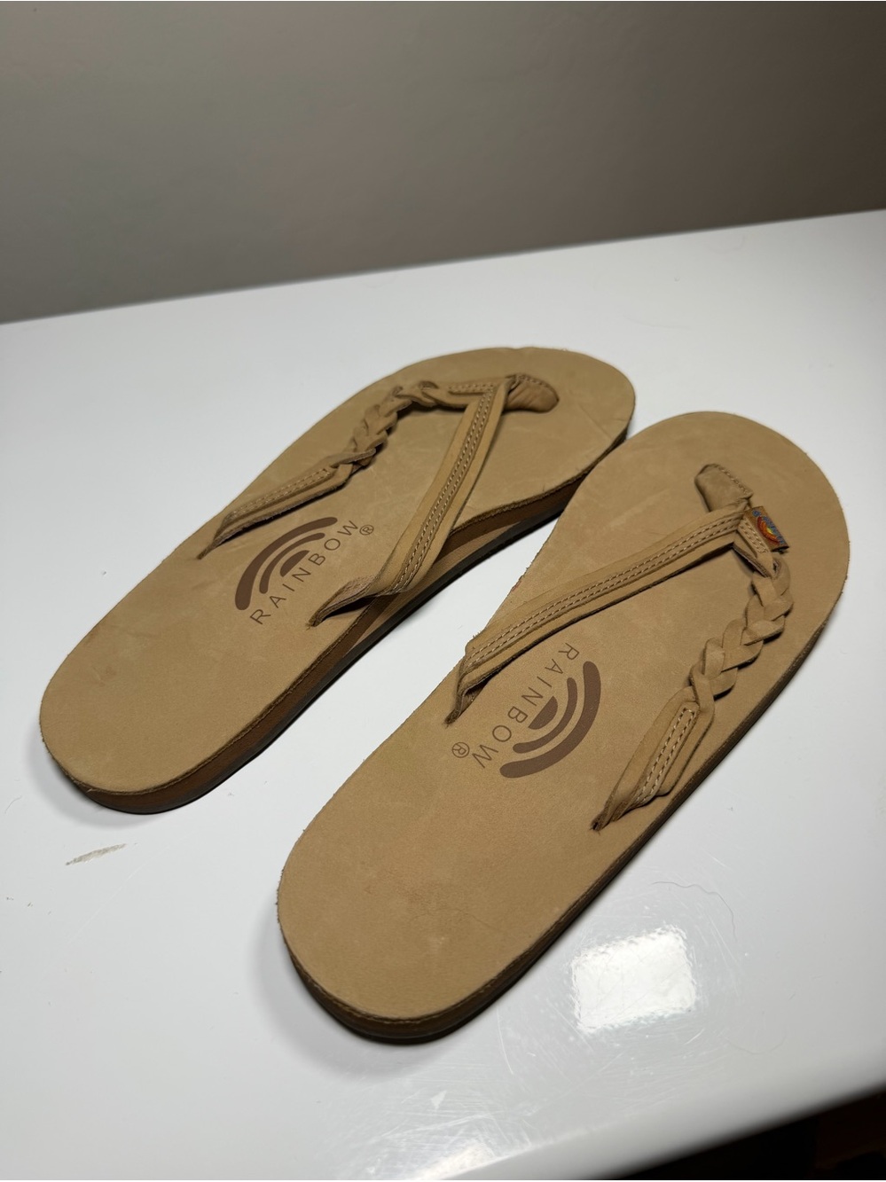 Rainbow Sandals Women’s Flirty Braidy Leather Flip Flops (Medium 6.5–7.5)